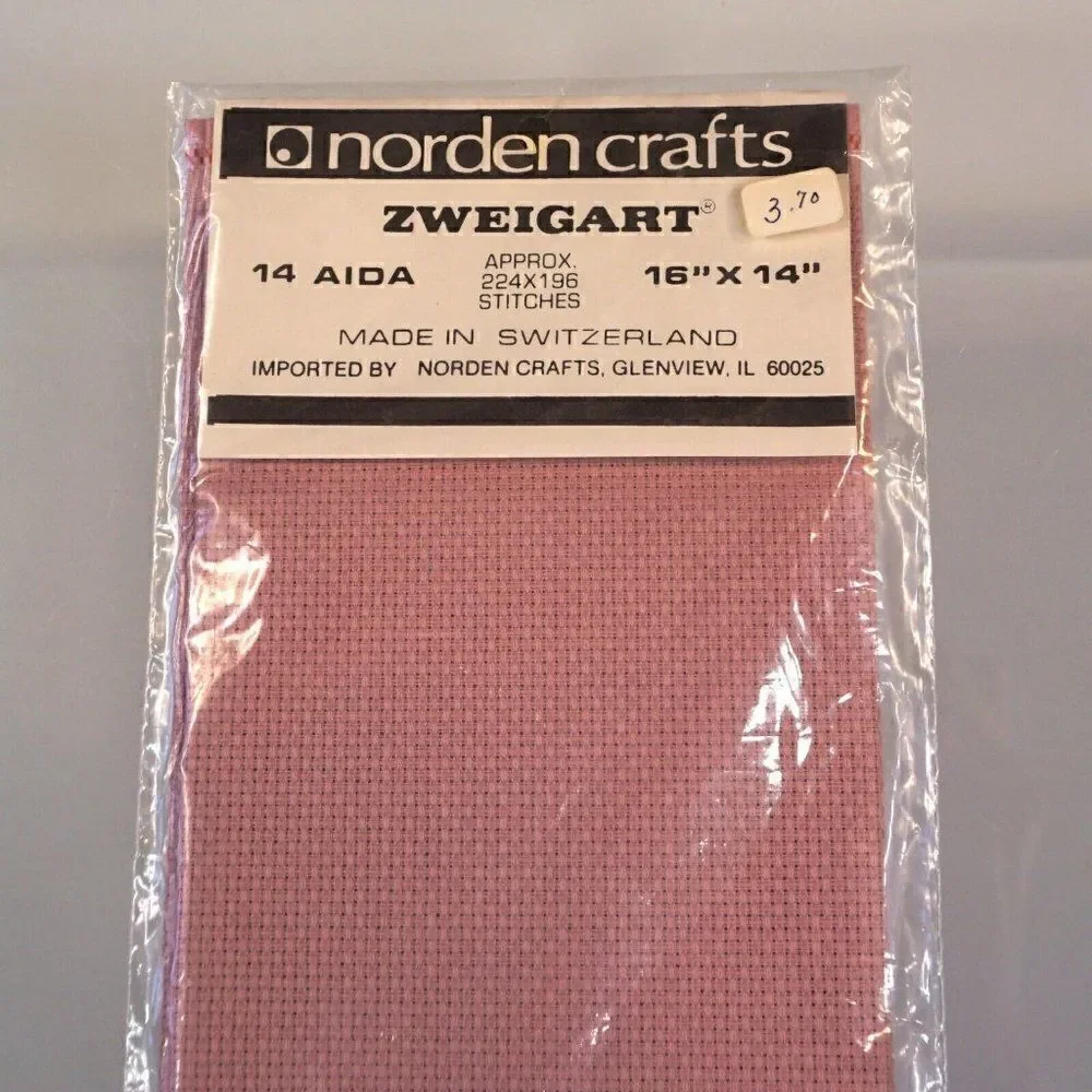 Zweigart Cross Stitch Canvas 14 Count 16x14 Norden Crafts Pink New Switzerland